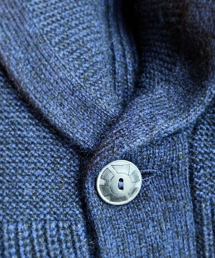 RRL Ralph Lauren 1930's 100% Cashmere Navy Blue Shawl Cardigan Men's Small S