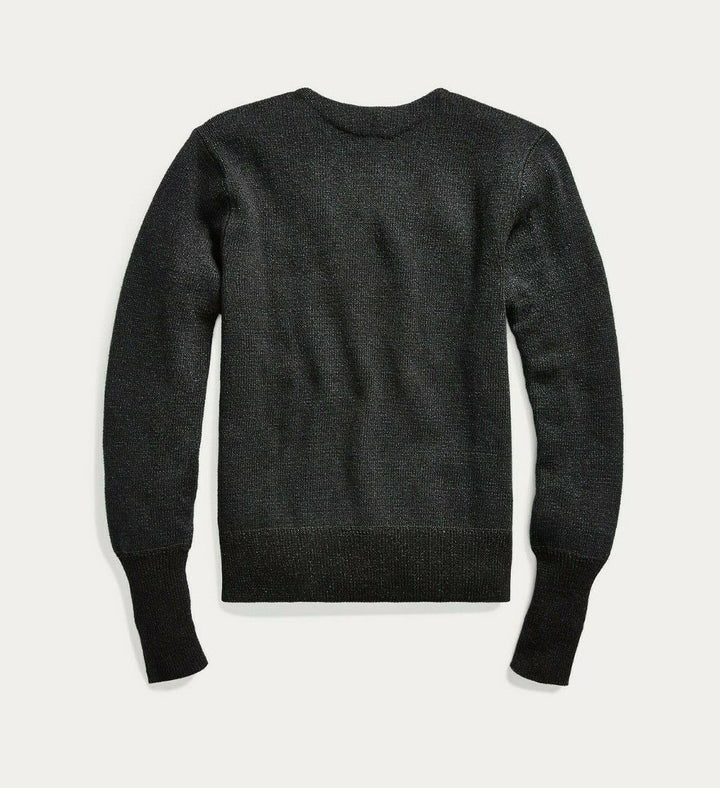 New RRL Double RL Indigo Black Cotton Moto Crewneck Shirt Sweater Men's 2XL XXL