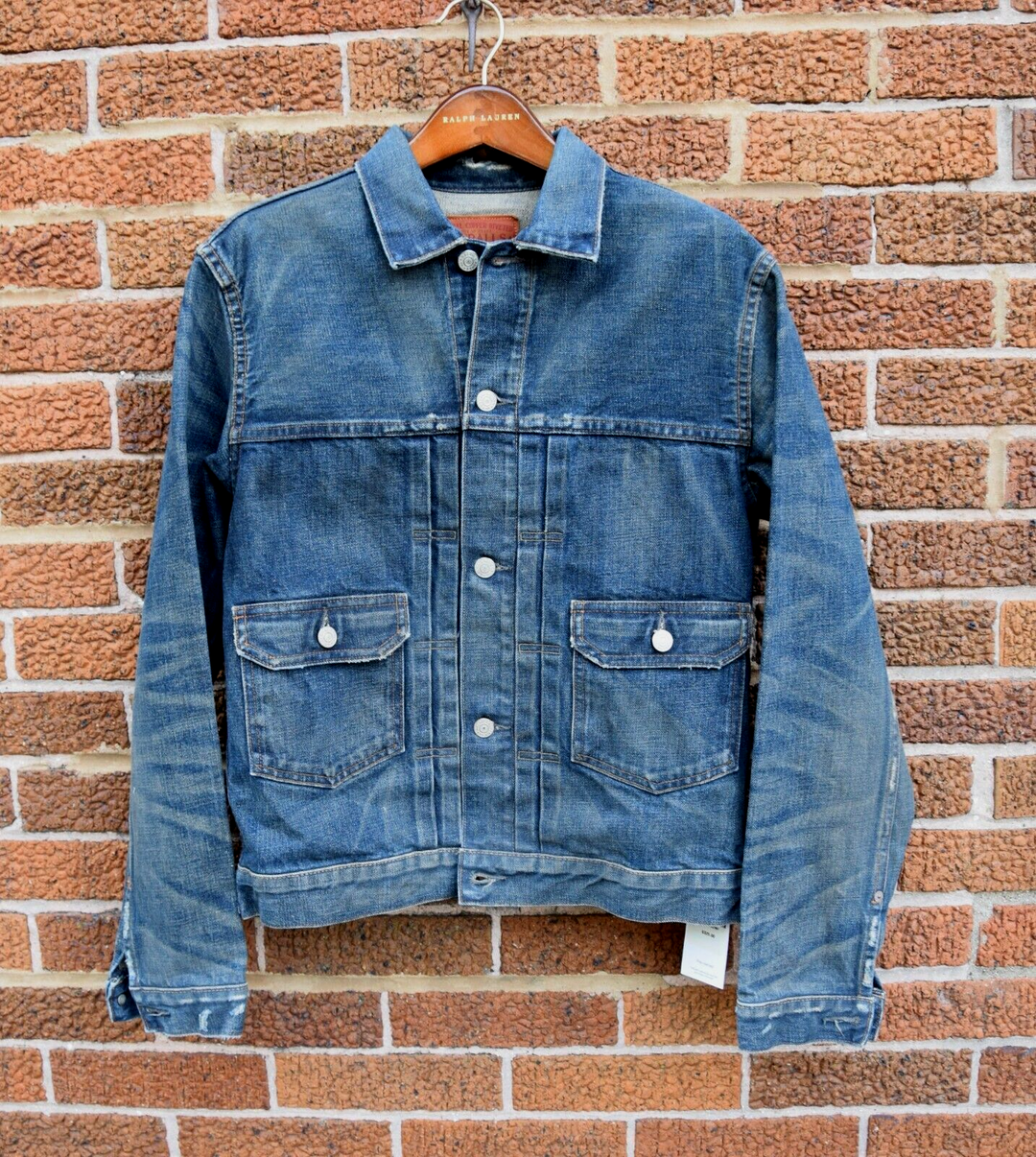 RRL Ralph Lauren 1950s Distressed Japanese Denim Trucker Jacket Men's Small S