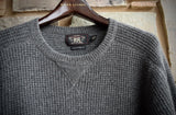 RRL Waffle-Knit Scottish 100% Cashmere Crewneck Gray Sweater Men's Medium M