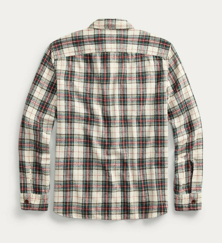 RRL Ralph Lauren Vintage Plaid Cotton Red Green White Workshirt Men's S Small