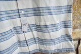 RRL Ralph Lauren 1940's Striped Linen White Blue Camp Shirt Men's 2XL XXL