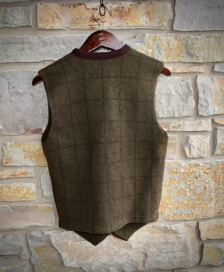 RRL Ralph Lauren Green Brown Wool Check Knit Sweaater Vest Men's Medium M