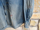 RRL Ralph Lauren Repaired Distressed Destroyed Western Snap Shirt Men's XXL 2XL