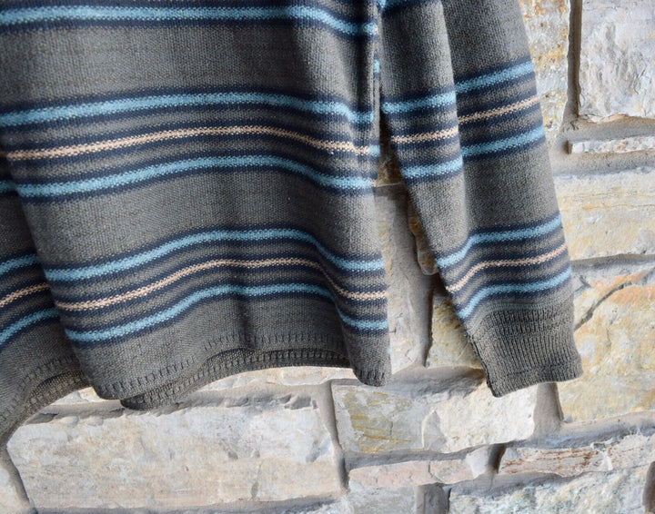 New RRL Ralph Lauren Silk Blend Olive Green Striped Henley Sweater Men's 2XL XXL