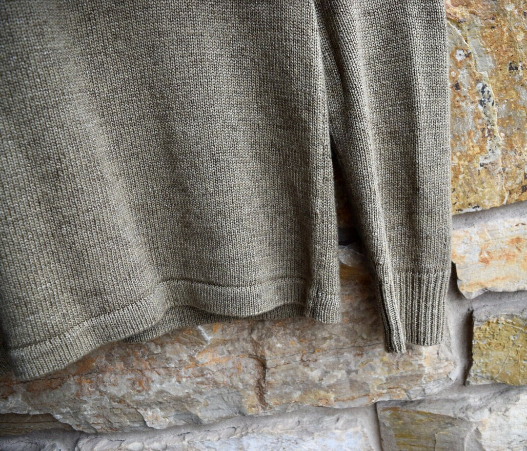 RRL Ralph Lauren Green Linen Knit Henley Military Elbow Sweater Men's Small S