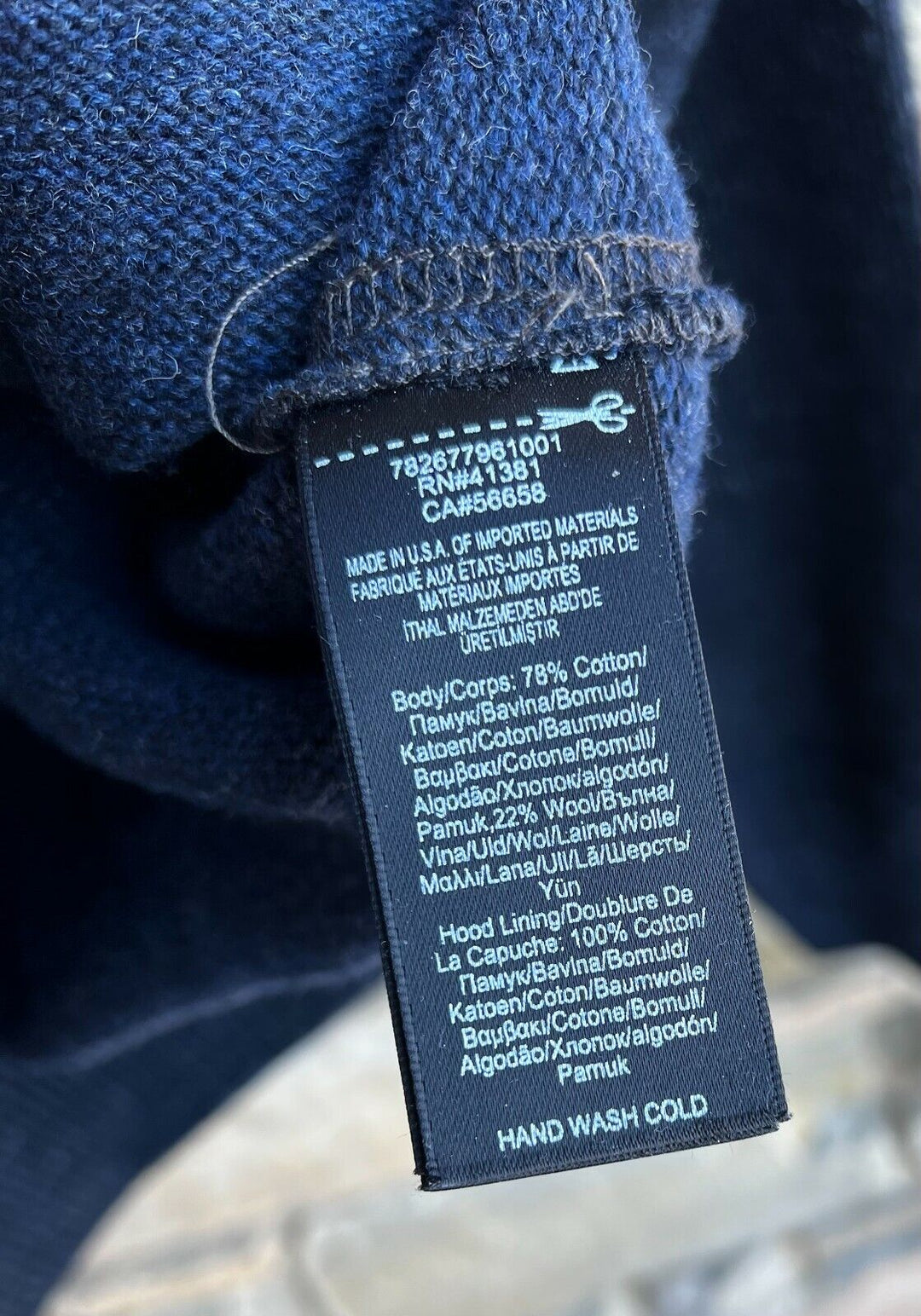 RRL Ralph Lauren 1930s Cotton Wool Navy Hoodie USA Made Pullover Men's Large L