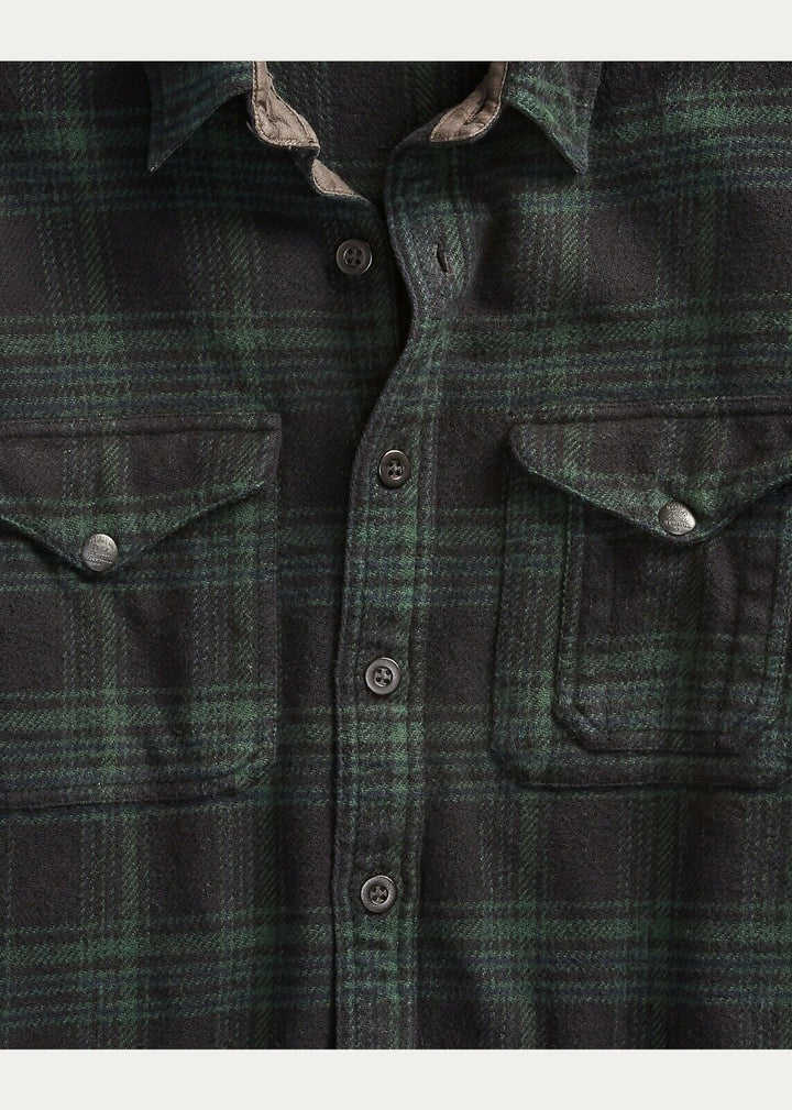RRL Ralph Lauren Plaid Twill Flannel Cotton Thick Workshirt Men's XXL 2XL