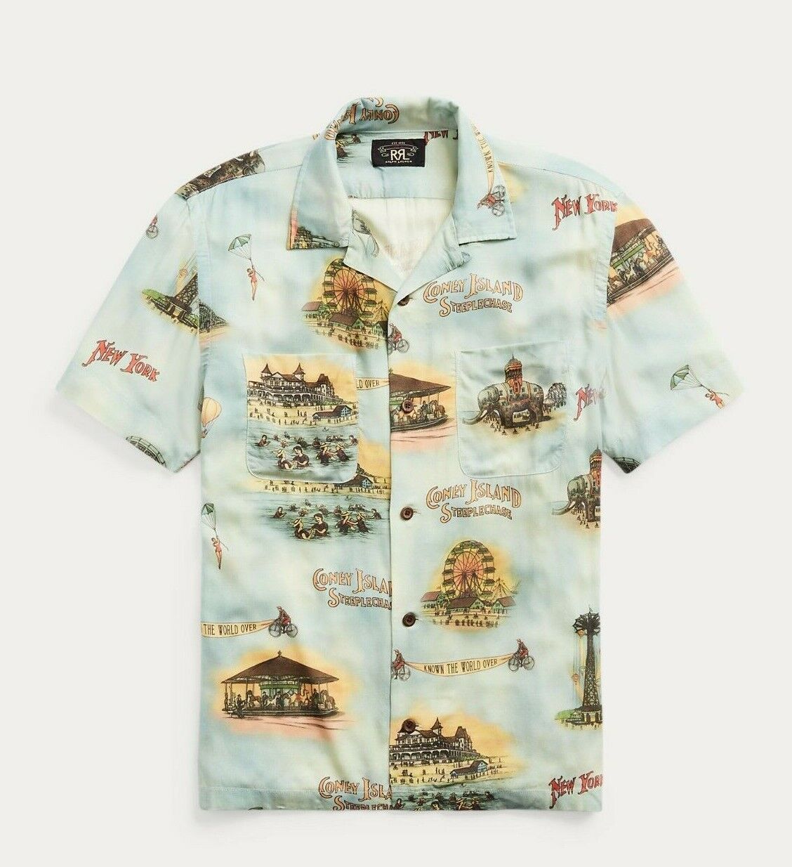 POLO RALPH LAUREN Old Money Prep Bandana Short Sleeves Resort Camp Shirt  Mens L