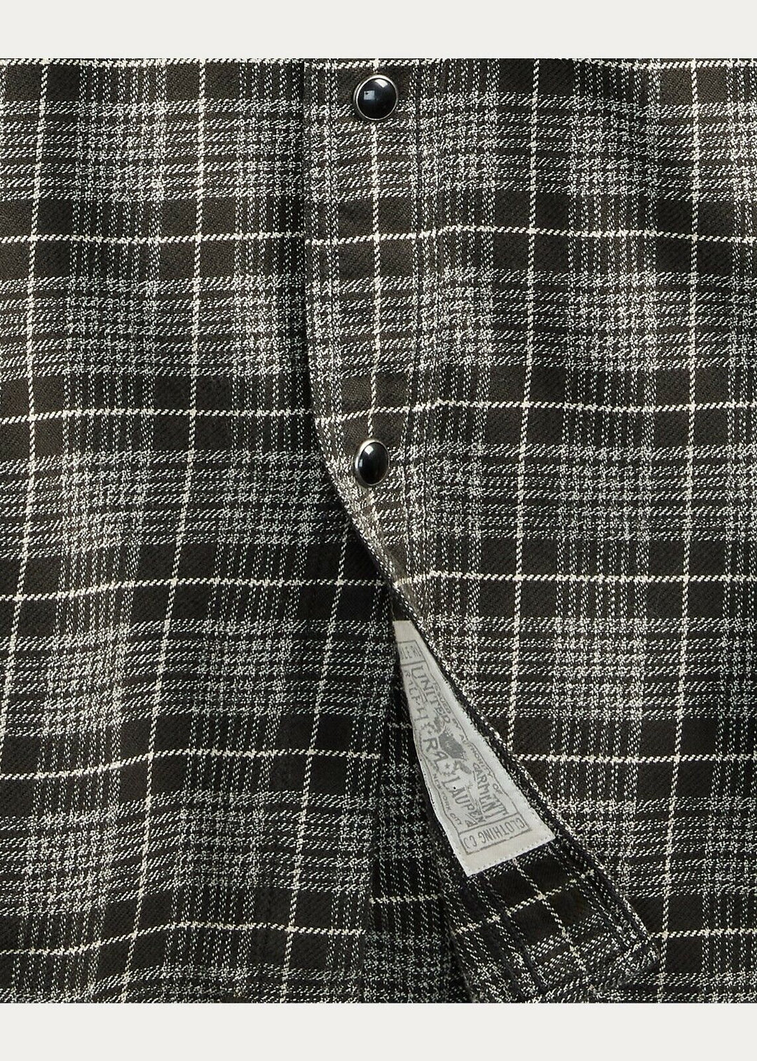 New RRL Ralph Lauren Slim Fit Plaid Jaspé Twill Western Shirt Gray Men's L Large
