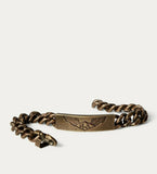 New RRL Ralph Lauren Stamped Brass ID Bracelet Chain USA Made Large L