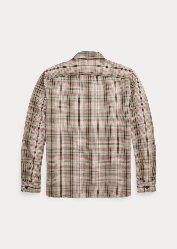 New RRL Double RL Men's Plaid Twill Button Workshirt Shirt Men's 2XL XXL