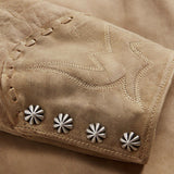 RRL Ralph Lauren Leather Western Tan Sheepskin Jacket Strap Lined 2XL XXL