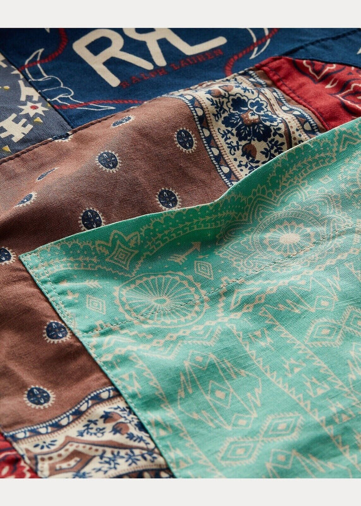 RRL Ralph Lauren Limited Edition Patchwork Western Camp Shirt Men's XXL 2XL