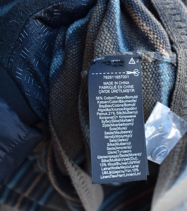 New RRL Ralph Lauren Silk Blend Olive Green Striped Henley Sweater Men's 2XL XXL