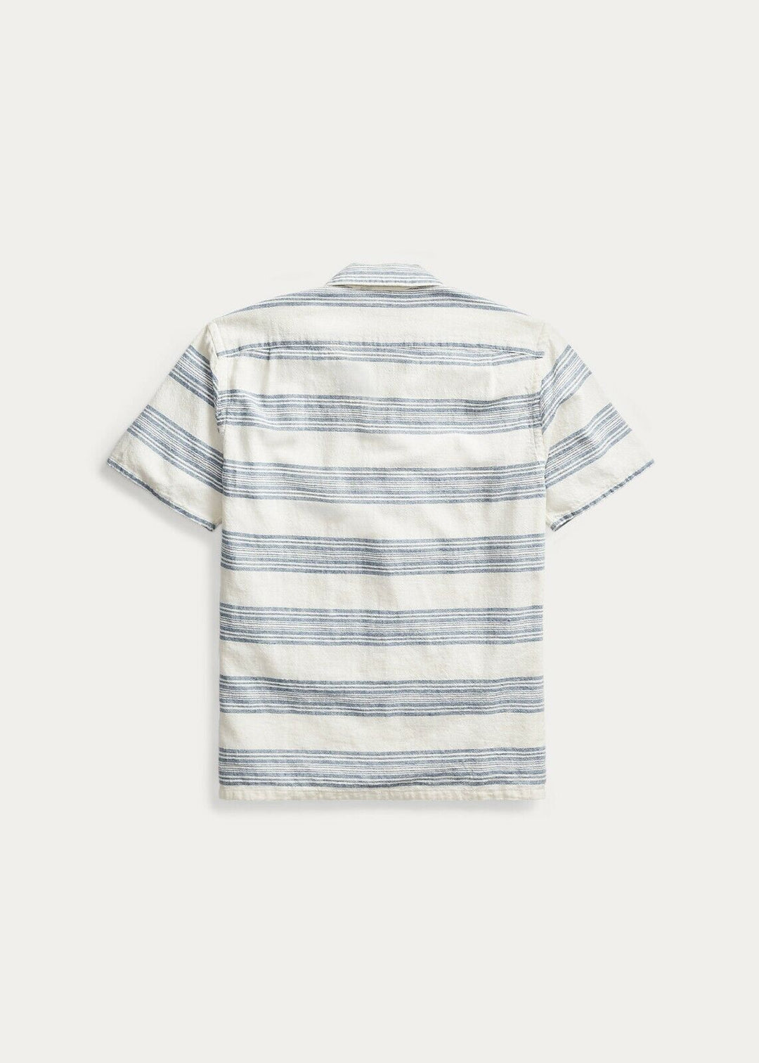 RRL Ralph Lauren 1940's Striped Linen White Blue Camp Shirt Men's 2XL XXL