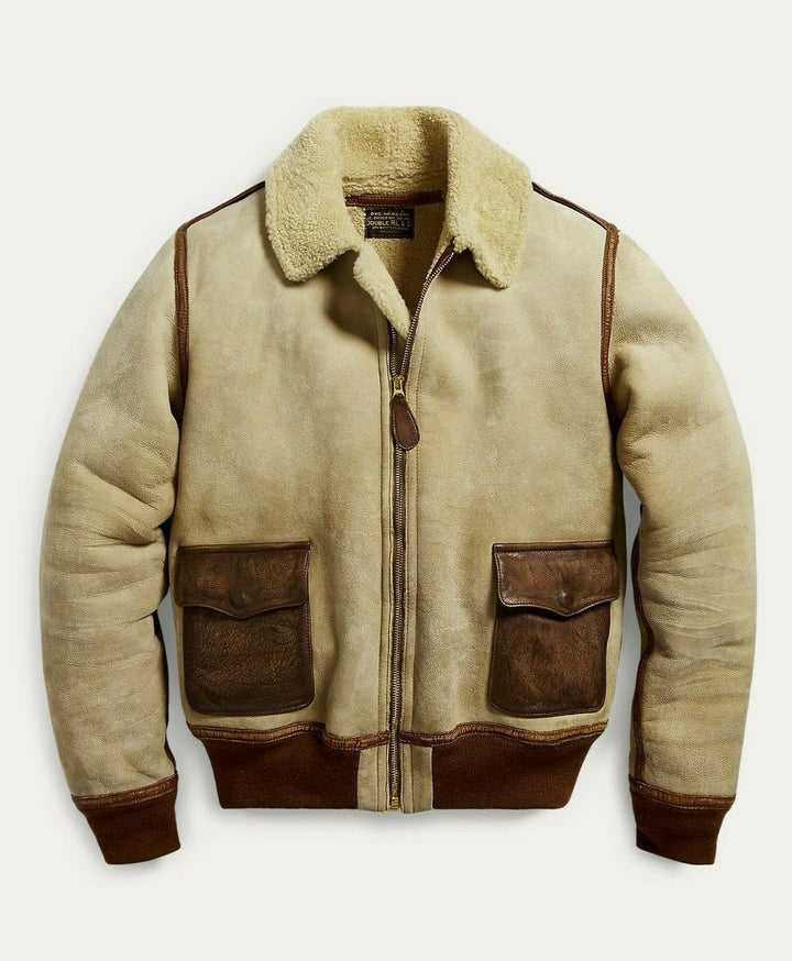 RRL Double RL Ralph Lauren Leather A-2 Lamb Shearling Jacket Men's 2XL XXL