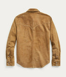 RRL Ralph Lauren Tan Suede Western Leather Jacket Overshirt Men's XL Extra-Large