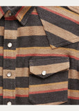 RRL Ralph Lauren Black Striped Yoke Western French Terry Shirt Men's Large L