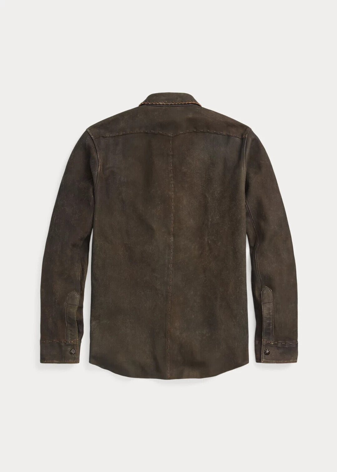 RRL Ralph Lauren Leather Western Tan Jacket Suede Embroidered Men's L Large