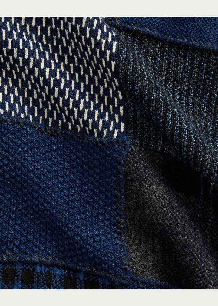 RRL Ralph Lauren Wool Shawl Patchwork Cashmere Indigo Cardigan Men's Large L