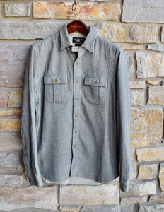 RRL Ralph Lauren Taupe Gray Solid 1920's Shirt Flannel Workshirt Men's Medium M