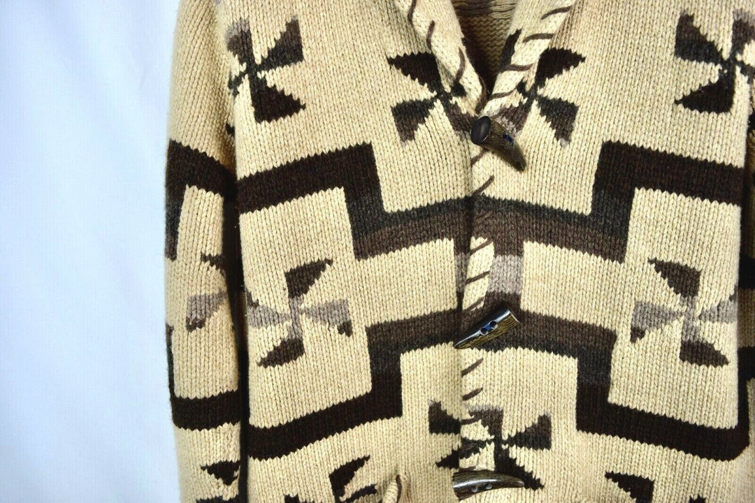 RRL Handknit Wool Blend Shawl Collar Cardigan Southwest Men's Small S
