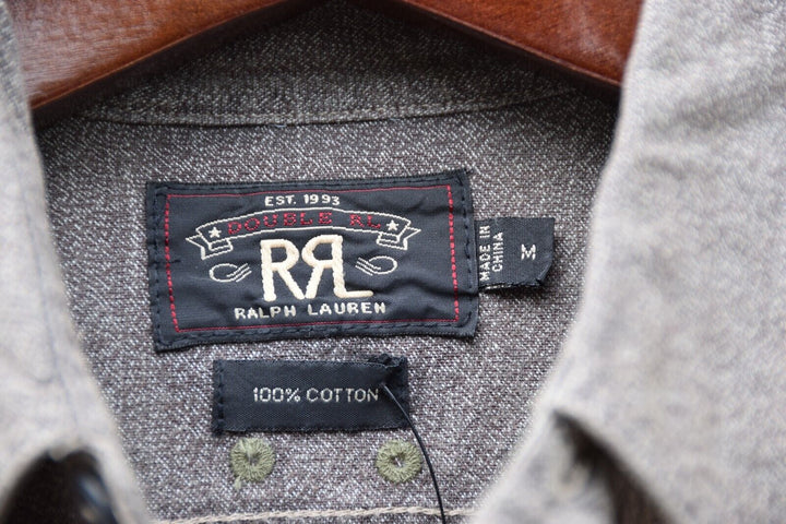 RRL Ralph Lauren Work Wear Taupe Gray Twill Work Shirt Men's Medium M