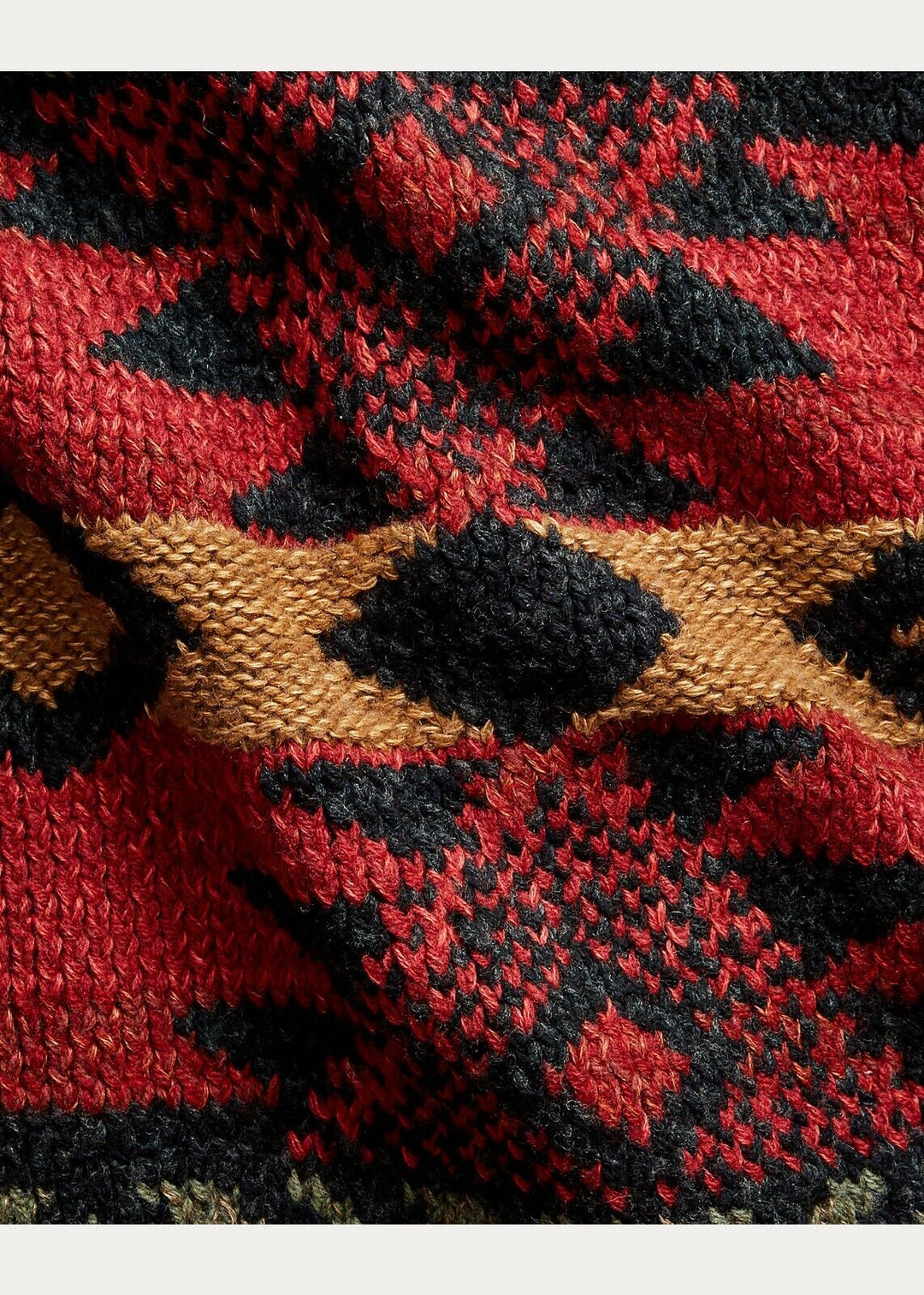 RRL Ralph Lauren Hand Knit Wool Red Ranch Long Belt Cardigan Mens Extra-Large XL