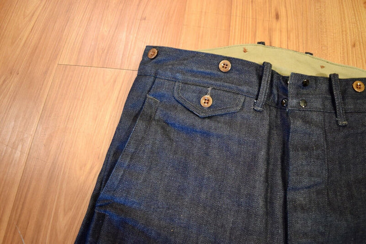 $450 RRL Double RL Dark Wash Raw Denim Jeans Western Buckle Hook Overalls 30