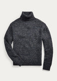 RRL Ralph Lauren Marled Wool Cotton Linen Turtleneck Navy Blue Men's Large L