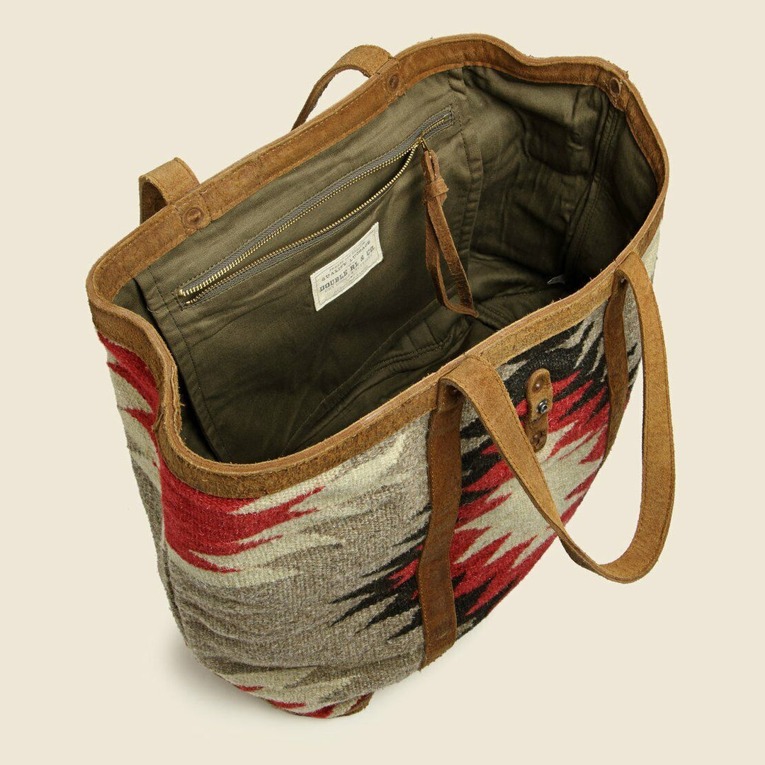 RRL Ralph Lauren Market Wool Tote Southwestern Leather Brown Leather Shoulder