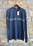 New RRL Ralph Lauren Indigo Blue Southwestern Beacon Henley Sweater Mens 2XL XXL