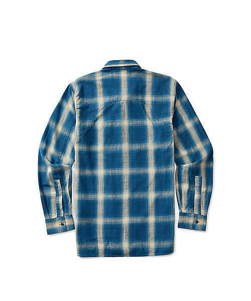 RRL Ralph Lauren Plaid Blue Cream Check Workshirt Flannel Slim XL Extra-Large