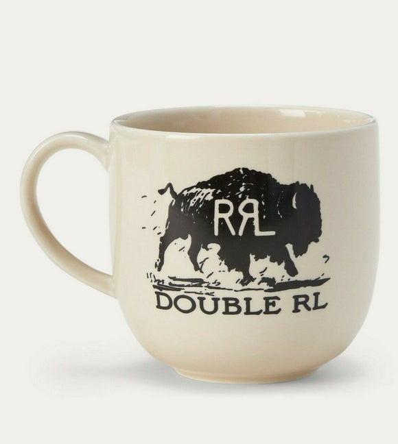 RRL Ralph Lauren Hand Painted Crackle Finish Bison Logo Vintage Mug Cup