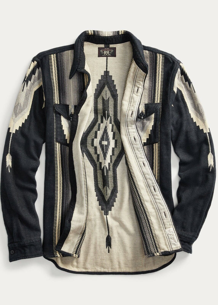 NWT New RRL Ralph Lauren Black Shirt Blanket Western Southwestern Men's S Small