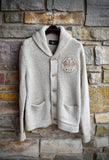 New RRL Ralph Lauren Beige Rare Shawl Cotton Patch Cardigan Men's Small S