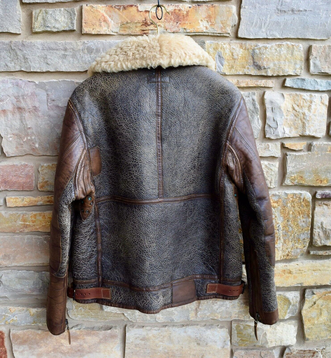 Ralph Lauren Brown Shearling Flight Pilot Coat Jacket Mens Extra-Large XL RRL
