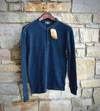 New RRL Ralph Lauren Blue Indigo Solid Henley Knit Cotton Size Men's Small S