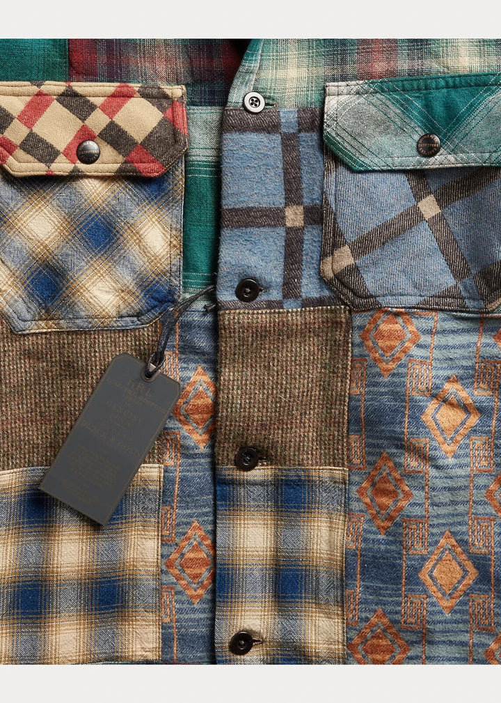RRL Ralph Lauren Patchwork Overshirt Limited Edition Wool Jacket Men's Small S