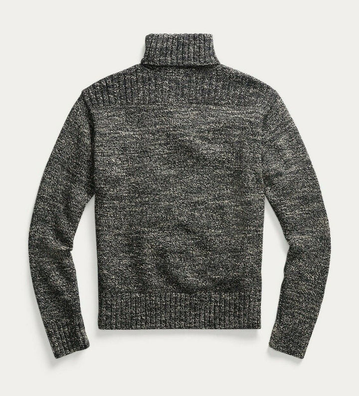 New RRL Ralph Lauren Black Wool Linen Marled Turtleneck Men's XL Extra-Large