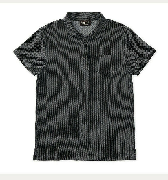 New RRL Ralph Lauren Black Polka Dot Knit Polo Workwear Men's 2XL XXL