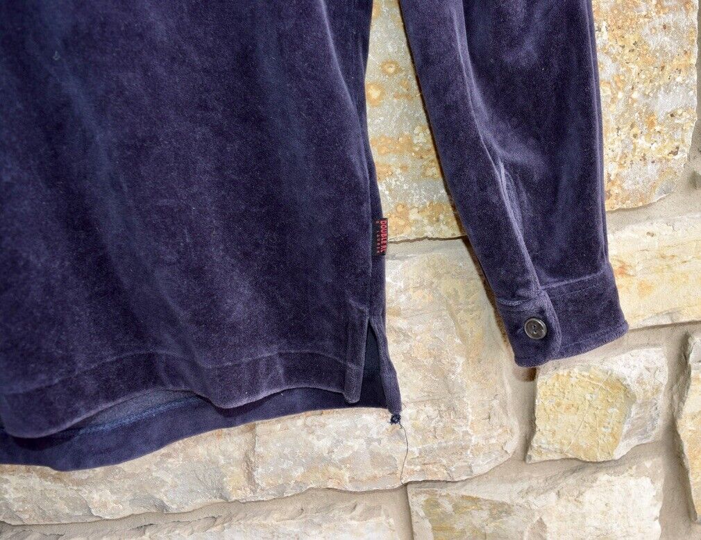 RRL Ralph Lauren Blue Velour Velvet Pullover Cotton Rugby Shirt Men's Small S