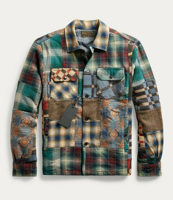 Ralph Lauren RRL Limited Edition Patchwork Lined Jacket Workshirt Men's M Medium