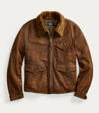 RRL Double RL Ralph Lauren Tan Brown Shearling Leather Jacket Men's Large L