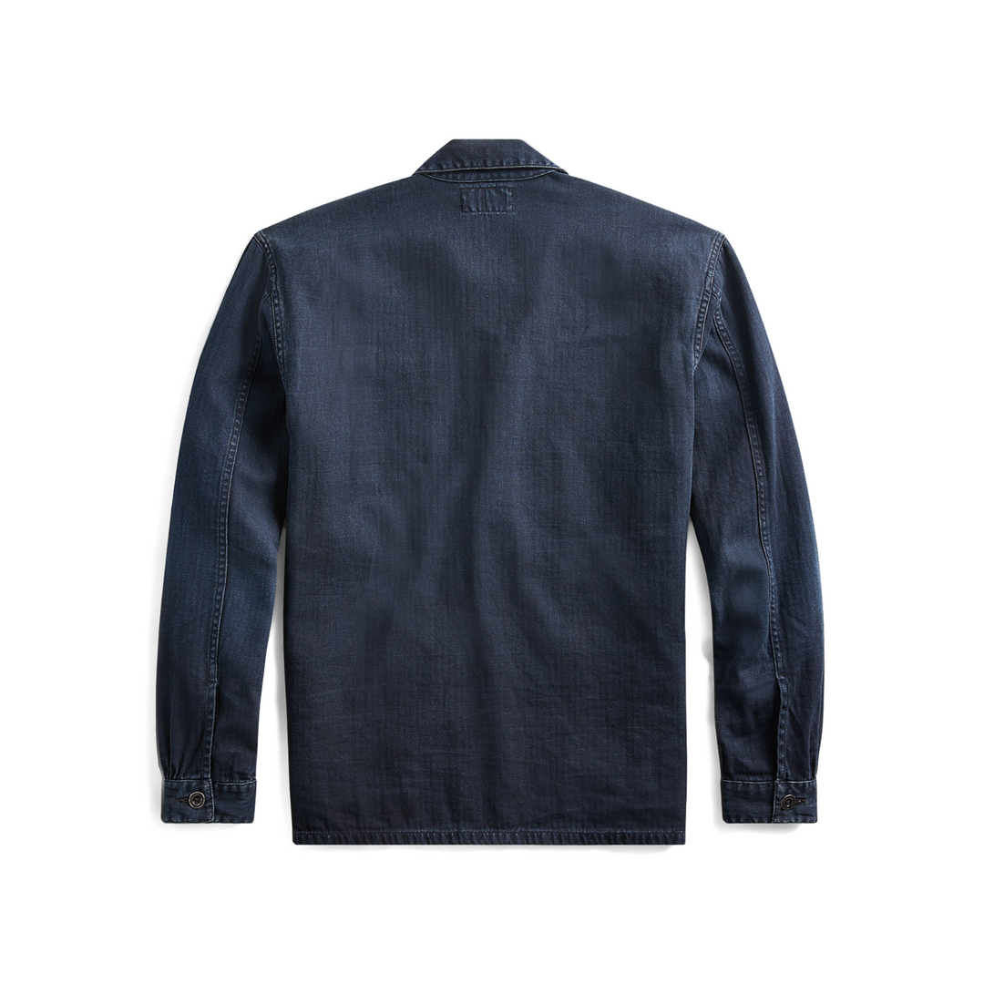 RRL Ralph Lauren Linen Navy Shirt Jacket Navy Men's Medium M Indigo Popover