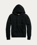 RRL Ralph Lauren Black Heather Waffle Knit Cashmere Hoodie Sweater Mens L Large