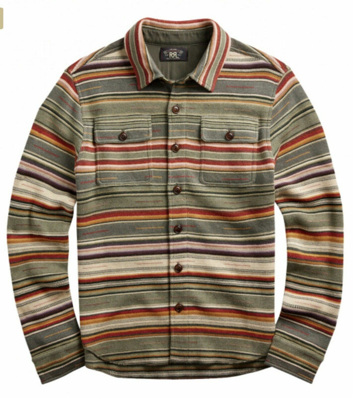 New RRL Ralph Lauren Southwest Serape Cotton Linen Sweater Shirt XS Extra-Small