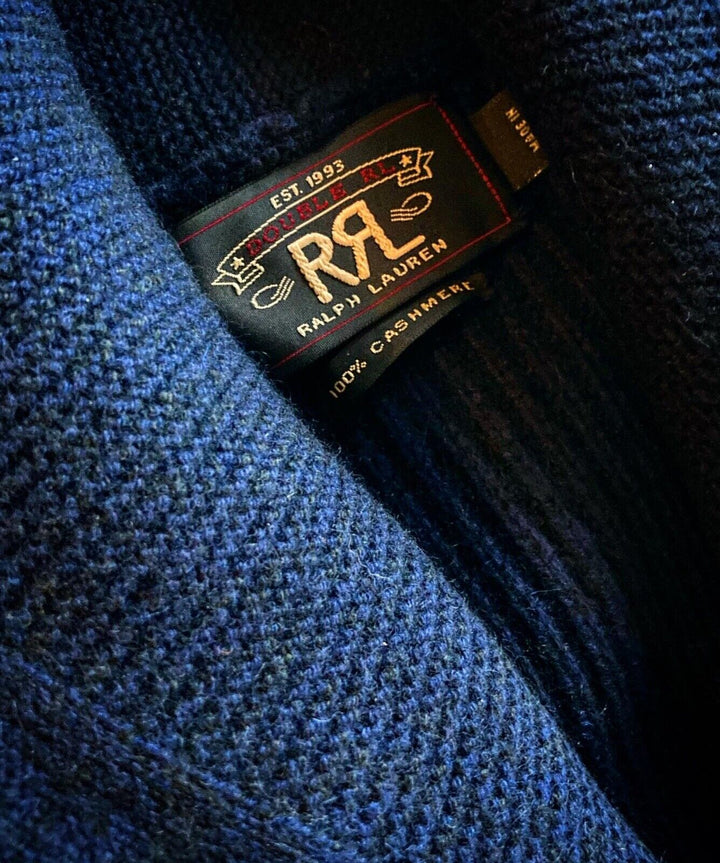 RRL Ralph Lauren 1930's 100% Cashmere Navy Blue Shawl Cardigan Men's Small S