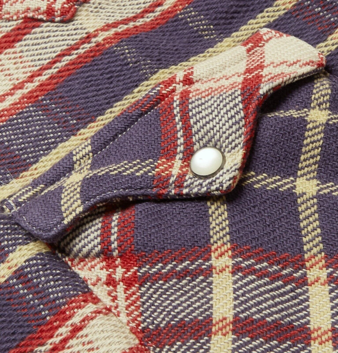 RRL Ralph Lauren Fit Plaid Twill Western Shirt Multi-Color Men's Extra-Large XL